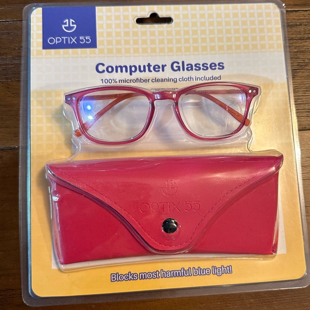 Optix 55 Computer Glasses comes with case‎ blocks harmful blue light NWT